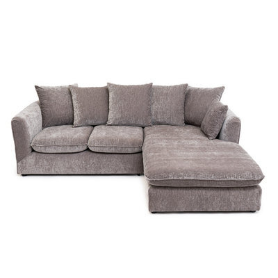 Abakus Direct Lucas Water Repellent Velvet Chenille Right Facing Corner Sofa In Grey - image 1