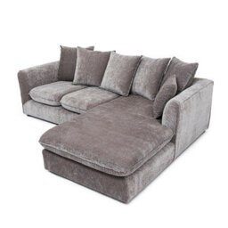 Abakus Direct Lucas Water Repellent Velvet Chenille Right Facing Corner Sofa In Grey - thumbnail 5