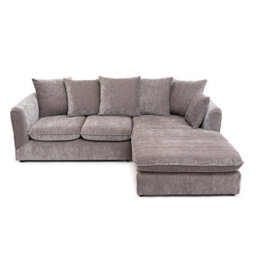 Abakus Direct Lucas Water Repellent Velvet Chenille Right Facing Corner Sofa In Grey - thumbnail 1