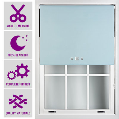 Furnished Triple Square Eyelet Blackout Blind Free Cut Service - Duck Egg (W)60Cm X (L)165Cm - image 1