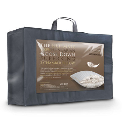 Littens 3 Chamber Super King Hungarian Goose Down Pillow 300Tc, Side Sleeper 50 X 90Cm - image 1