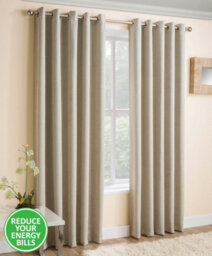 Enhanced Living Vogue Cream 90 X 90 Inch (229X229Cm) Eyelet Thermal Noise Reducing Dim Out Curtains (Pair)