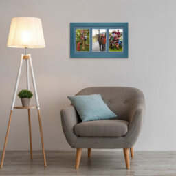 AK Frames 40X20Cm Navy Blue Modern Multi Photo Frame With Pompadour Mount - Holds 3 Apertures (3X) 6X4 Photos - thumbnail 3