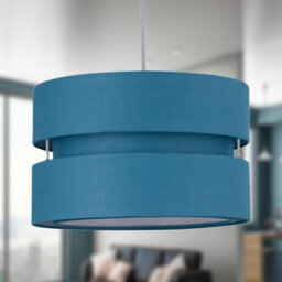 First Choice Lighting Pair Of Teal Layered Easy Fit Light Shades - thumbnail 4