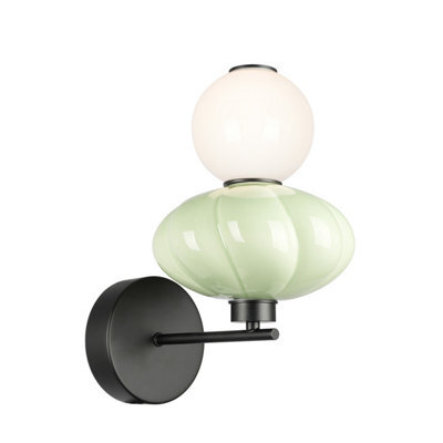 Luminosa Lighting Luminosa Tordi Globe Wall Lights Green, Matt White 3000K Warm White - image 1