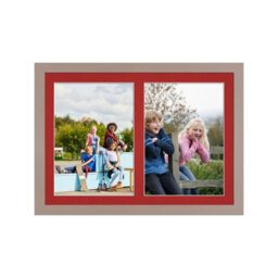 AK Frames 20X14 Rose Gold Modern Multi Photo Frame With Crimson Mount - Holds 2 Apertures (2X) A4 Photos