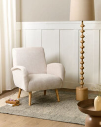 Beliani Armchair Plassen Fabric Light Beige - thumbnail 2