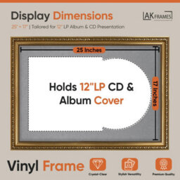 "AK Frames 25X17"" Gold Ornate Vinyl Record Frame With Mid Grey Mount For 12 Inch Lp Cover & Disc - Overlapped Design" - thumbnail 2