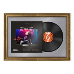 "AK Frames 25X17"" Gold Ornate Vinyl Record Frame With Mid Grey Mount For 12 Inch Lp Cover & Disc - Overlapped Design" - thumbnail 1