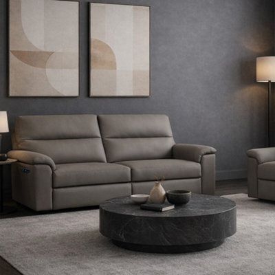 Aspire Marlowe Real Leather Power Recliner Three Seater Sofa With Usb Charging, Slate - image 1