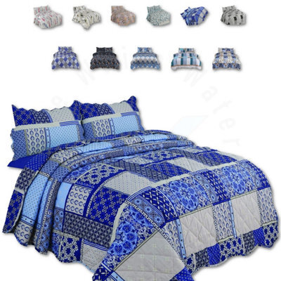 TheWhiteWater Limited Bedspread - Luxury Quilted - Reversible Two Sided - Bed Throw Warm Quilt - Bedspread Patchwork Reversible Set 150 Gsm - 3 Tog - image 1