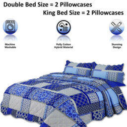 TheWhiteWater Limited Bedspread - Luxury Quilted - Reversible Two Sided - Bed Throw Warm Quilt - Bedspread Patchwork Reversible Set 150 Gsm - 3 Tog - thumbnail 6
