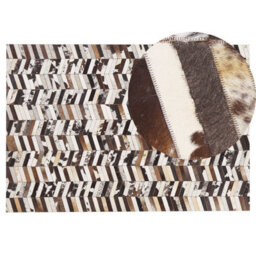 Beliani Rug Akyele Brown 140 X 200 Cm Leather