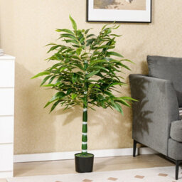 Costway 125 Cm Artificial Bamboo Tree Set Of 2 Faux Greenery Plants-Green - thumbnail 9