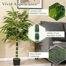 Costway 125 Cm Artificial Bamboo Tree Set Of 2 Faux Greenery Plants-Green - thumbnail 3