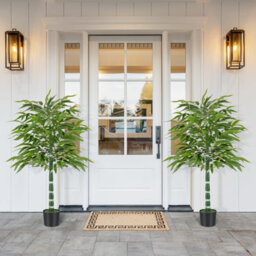 Costway 125 Cm Artificial Bamboo Tree Set Of 2 Faux Greenery Plants-Green - thumbnail 6