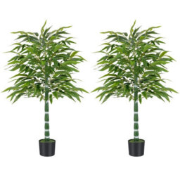 Costway 125 Cm Artificial Bamboo Tree Set Of 2 Faux Greenery Plants-Green - thumbnail 1