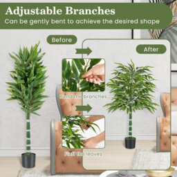 Costway 125 Cm Artificial Bamboo Tree Set Of 2 Faux Greenery Plants-Green - thumbnail 5