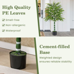 Costway 125 Cm Artificial Bamboo Tree Set Of 2 Faux Greenery Plants-Green - thumbnail 4