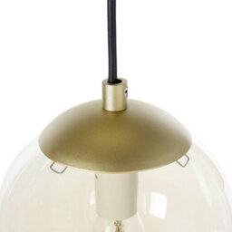 Wyld And Coco Novalux 5-Light Pendant Lamp, Smoked Glass Shades, Gold Details, Matte Black Base - 35Cm Dia, 143Cm Drop - thumbnail 6