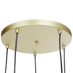 Wyld And Coco Novalux 5-Light Pendant Lamp, Smoked Glass Shades, Gold Details, Matte Black Base - 35Cm Dia, 143Cm Drop - thumbnail 5