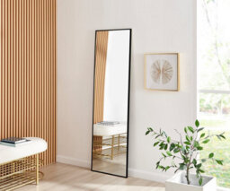 Furniturebox Emma Full Length Extra Large 170X50Cm Black Framed Rectangular Vertical Living Room Hallway Wall Mirror