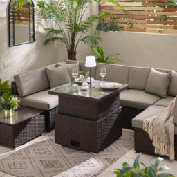 Furniturebox Uk Orlando Brown Rattan Rising Garden Coffee Dining Table - thumbnail 6