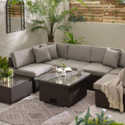 Furniturebox Uk Orlando Brown Rattan Rising Garden Coffee Dining Table - thumbnail 7
