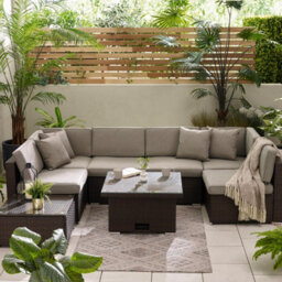 Furniturebox Uk Orlando Brown Rattan Rising Garden Coffee Dining Table - thumbnail 5