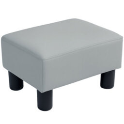 Wyld Haus Relata Grey Faux Leather Footstool 40 X 30 X 24 Cm With Black Legs - thumbnail 2