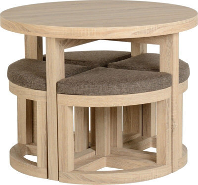 Seconique Cambourne Stowaway Dining Set - Sonoma Oak Effect Veneer/brown Linen Fleck - image 1