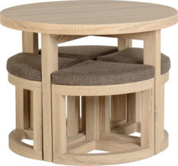Seconique Cambourne Stowaway Dining Set - Sonoma Oak Effect Veneer/brown Linen Fleck - thumbnail 1