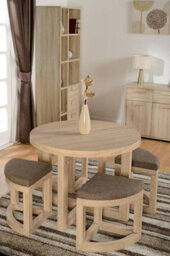 Seconique Cambourne Stowaway Dining Set - Sonoma Oak Effect Veneer/brown Linen Fleck - thumbnail 7