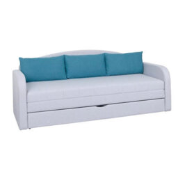 Sofa Bed With Storage Pull Out Sleep Function Tenus Ii Light Grey And Blue - thumbnail 2