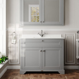 Hudson Reed Floor Standing 2-Door Traditional Vanity With 1 Tap Hole White Marble Top & Square Basin, 1021X471mm - thumbnail 2
