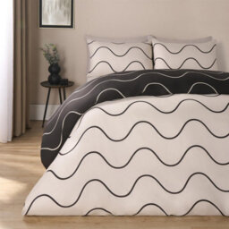 OHS Wavy Duvet Cover Bedding Set Pillowcase Reversible Quilt, Black - Double - thumbnail 4