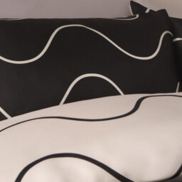 OHS Wavy Duvet Cover Bedding Set Pillowcase Reversible Quilt, Black - Double - thumbnail 3