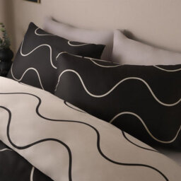 OHS Wavy Duvet Cover Bedding Set Pillowcase Reversible Quilt, Black - Double - thumbnail 2