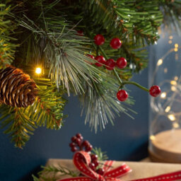 Werchristmas 60 Cm Pre-Lit Frosted Artificial Christmas Wreath With Pinecones And Red Berries, 40 Warm White Leds - thumbnail 4