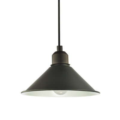 Happy Homewares Cone Shaped Industrial Metal Pendant Lamp Shade In Mat Black - 21Cm X 8Cm