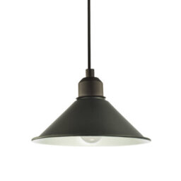 Happy Homewares Cone Shaped Industrial Metal Pendant Lamp Shade In Mat Black - 21Cm X 8Cm - thumbnail 1