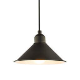 Happy Homewares Cone Shaped Industrial Metal Pendant Lamp Shade In Mat Black - 21Cm X 8Cm - thumbnail 2