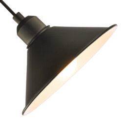 Happy Homewares Cone Shaped Industrial Metal Pendant Lamp Shade In Mat Black - 21Cm X 8Cm - thumbnail 3