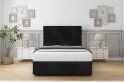 "Comfort Arya Black Naples Divan Bed Set 2 Drawers Left Side - 26"" Strutted & 12"" Footboard 4' Small Double" - thumbnail 1