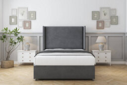 "Sloomy Devonshire Armour Coniston Divan Bed Base No Drawers With 54"" Wingback Headboard 4'6 Double" - thumbnail 2