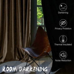 Oxford Homeware Eyelet Velvet Curtains Beige Fully Lined Blackout Thermal Insulated Eyelet Curtains Pair (W)168Cm X (L)228Cm - thumbnail 2