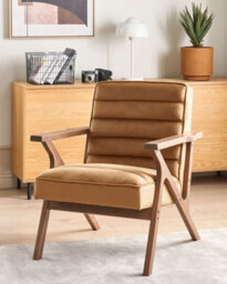 Beliani Retro Armchair Kisa Velvet Brown - thumbnail 2