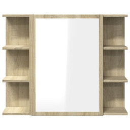 Berkfield Bathroom Mirror Cabinet Sonoma Oak 80X20.5X64 Cm Engineered Wood - thumbnail 5