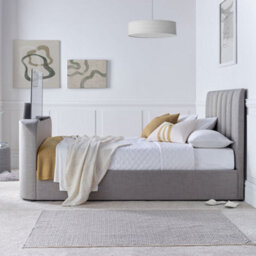 Lucille Upholstered Tv Bed Mid Grey - Double Bed Frame Only - thumbnail 2