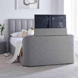 Lucille Upholstered Tv Bed Mid Grey - Double Bed Frame Only - thumbnail 1